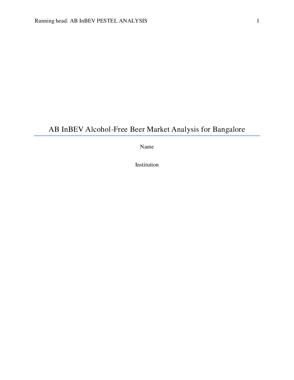 Preview image for AB InBEV Alcohol-Free Beer Market Analysis for Bangalore
